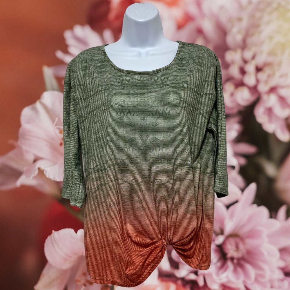 Christopher & Banks-Women's Medium Pullover Top Half Sleeve Tie Bottom